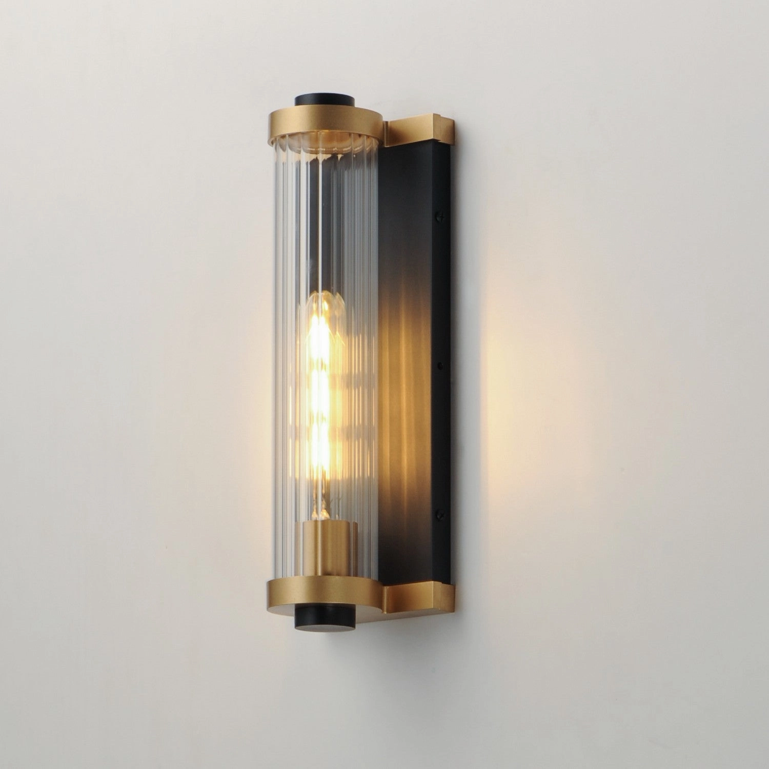 Opulent One Light Outdoor Wall Sconce Black / Antique Brass