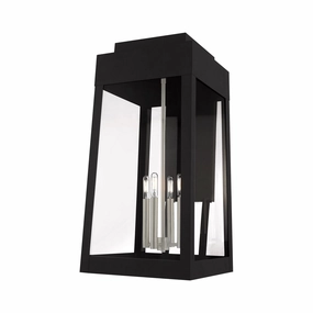 Oslo Four Light Outdoor Wall Lantern Black w/ Brushed NickelsOutdoor wall sconces with motion sensor