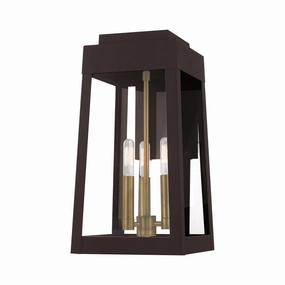 Oslo Three Light Outdoor Wall Lantern Bronze w/ Antique BrasssOutdoor wall sconces with motion sensor