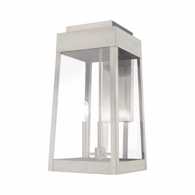 Oslo Three Light Outdoor Wall Lantern Brushed NickelOutdoor wall sconces with motion sensor