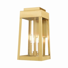 Oslo Three Light Outdoor Wall Lantern Satin BrassOutdoor wall sconces with motion sensor