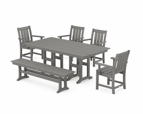Oxford 6-Piece Farmhouse Dining Set with Benchoutdoor patio furniture set