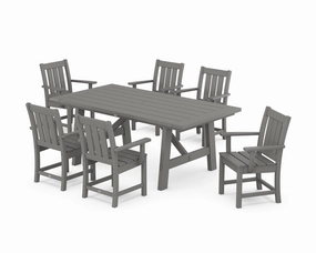 Oxford Arm Chair 7-Piece Rustic Farmhouse Dining Setoutdoor patio furniture set