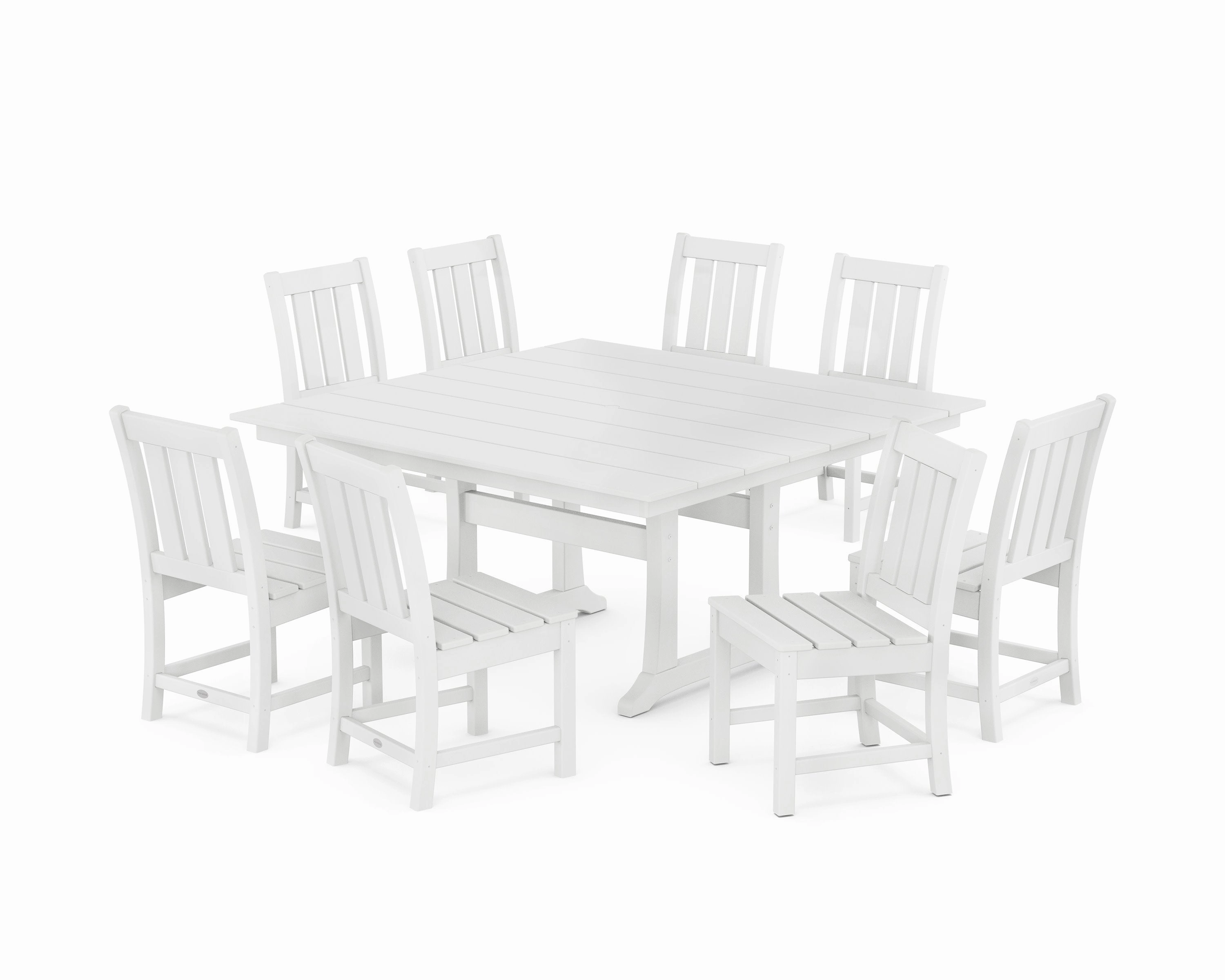 Oxford Side Chair 9-Piece Square Farmhouse Dining Set with Trestle Legs
