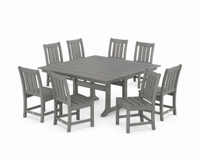 Oxford Side Chair 9-Piece Square Farmhouse Dining Set with Trestle Legsoutdoor patio furniture set