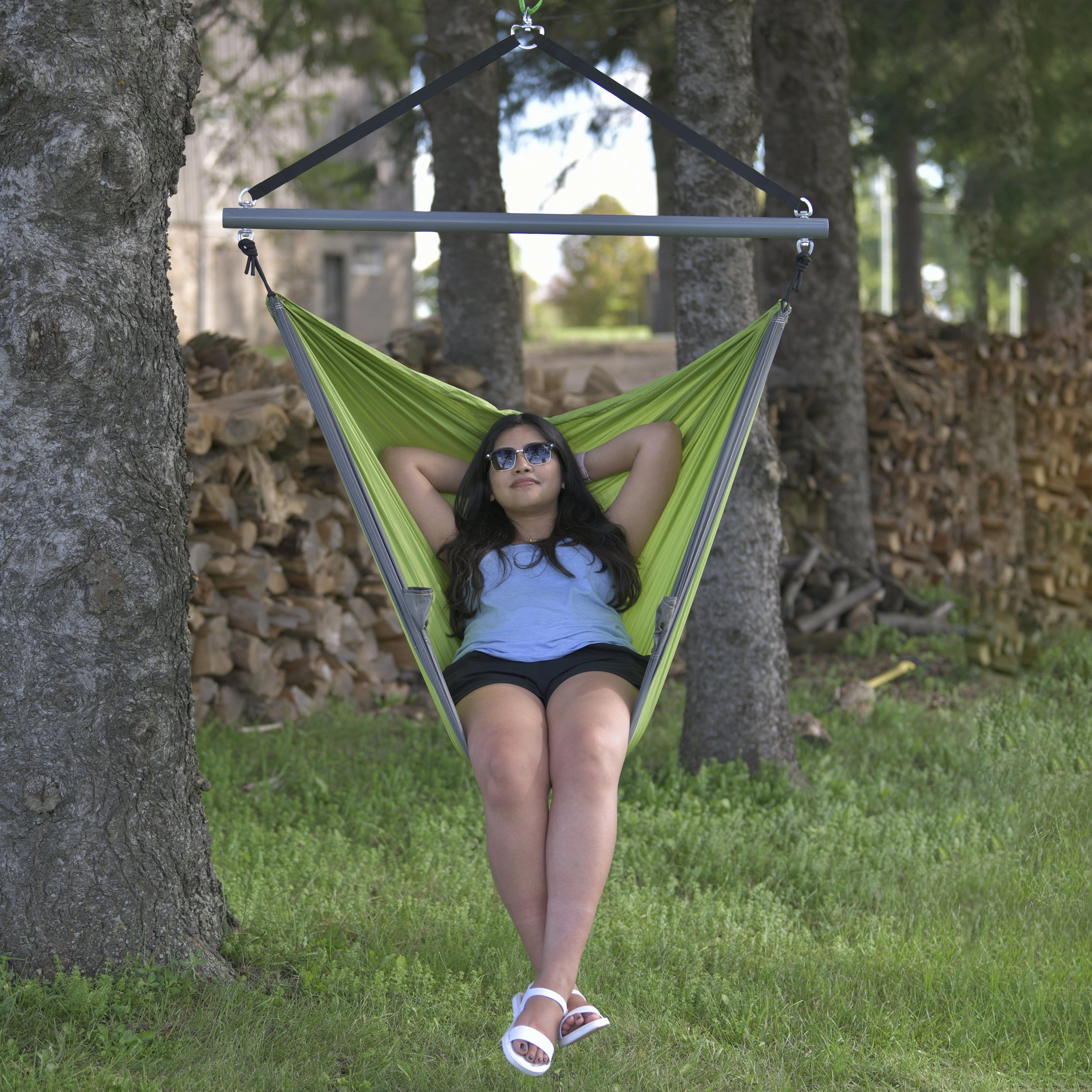 Parachute Hammock Chair - Apple & Storm