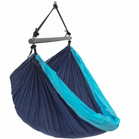 Parachute Hammock Chair - Navy & Turquoise outdoor swing chair with steel frame