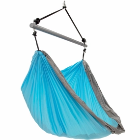 Parachute Hammock Chair - Turquoise & Grey outdoor swing chair with steel frame