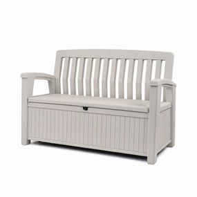 Patio Outdoor Storage Bench White wooden deck storage chest with cushions