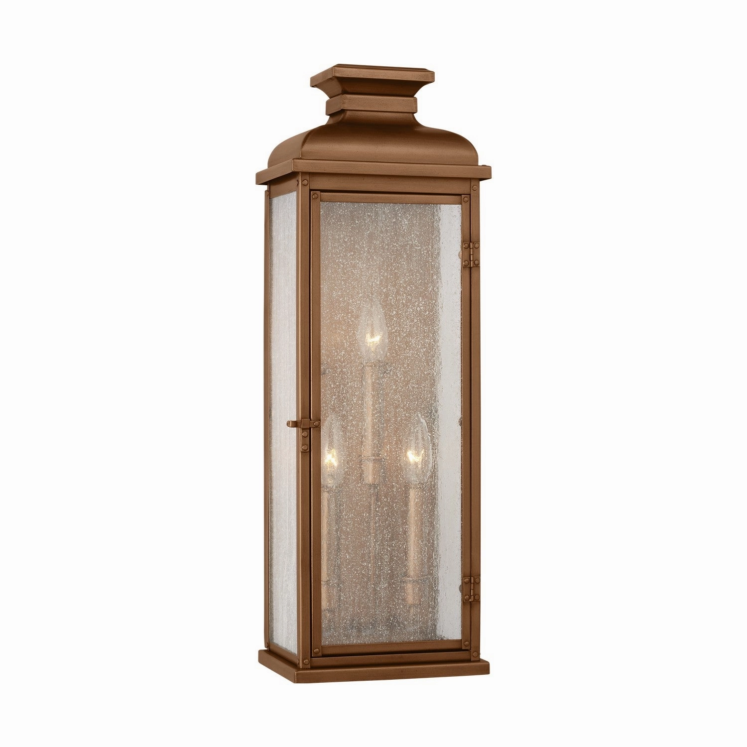 Pediment Three Light Wall Lantern Natural CopperOutdoor wall sconces with motion sensor