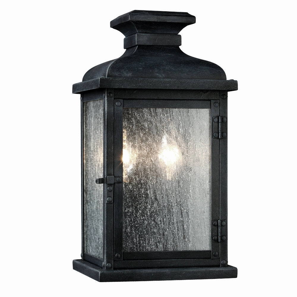 Pediment Two Light Lantern Dark Weathered ZincOutdoor wall sconces with motion sensor