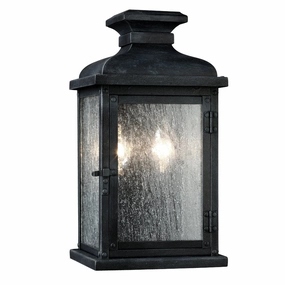 Pediment Two Light Lantern Dark Weathered ZincOutdoor wall sconces with motion sensor