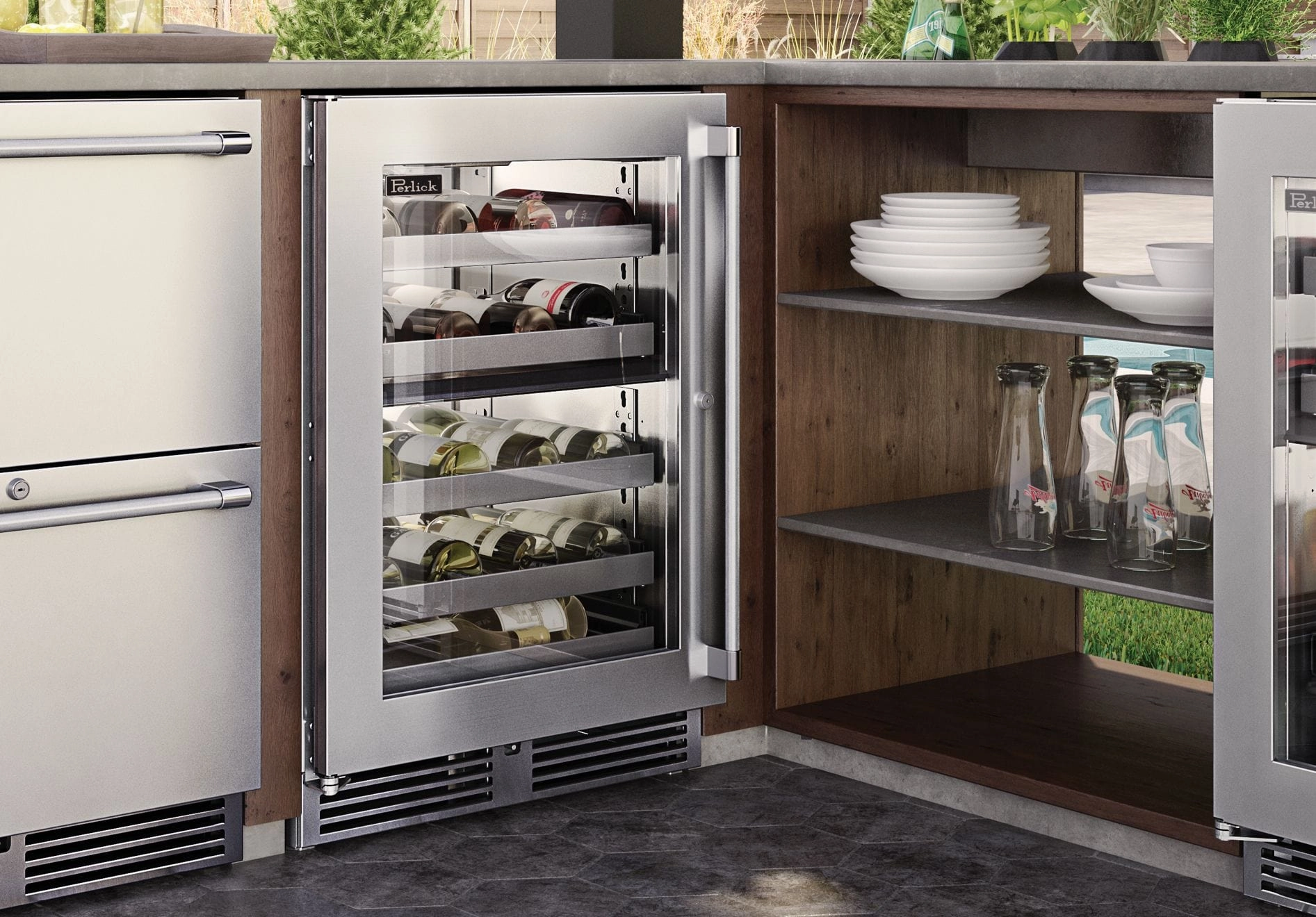 Perlick 24 inch Signature Series 32 Bottle Wine Cooler HP24DO-4-3