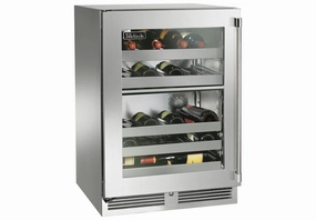 Perlick 24 inch Signature Series 32 Bottle Wine Cooler HP24DO-4-3 outdoor beverage cooler with wheels