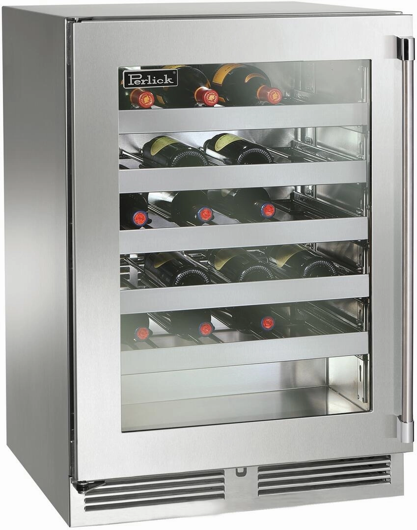 Perlick 24 inch Signature Series 45 Bottle Wine Cooler HP24WS-4-3 outdoor beverage cooler with wheels
