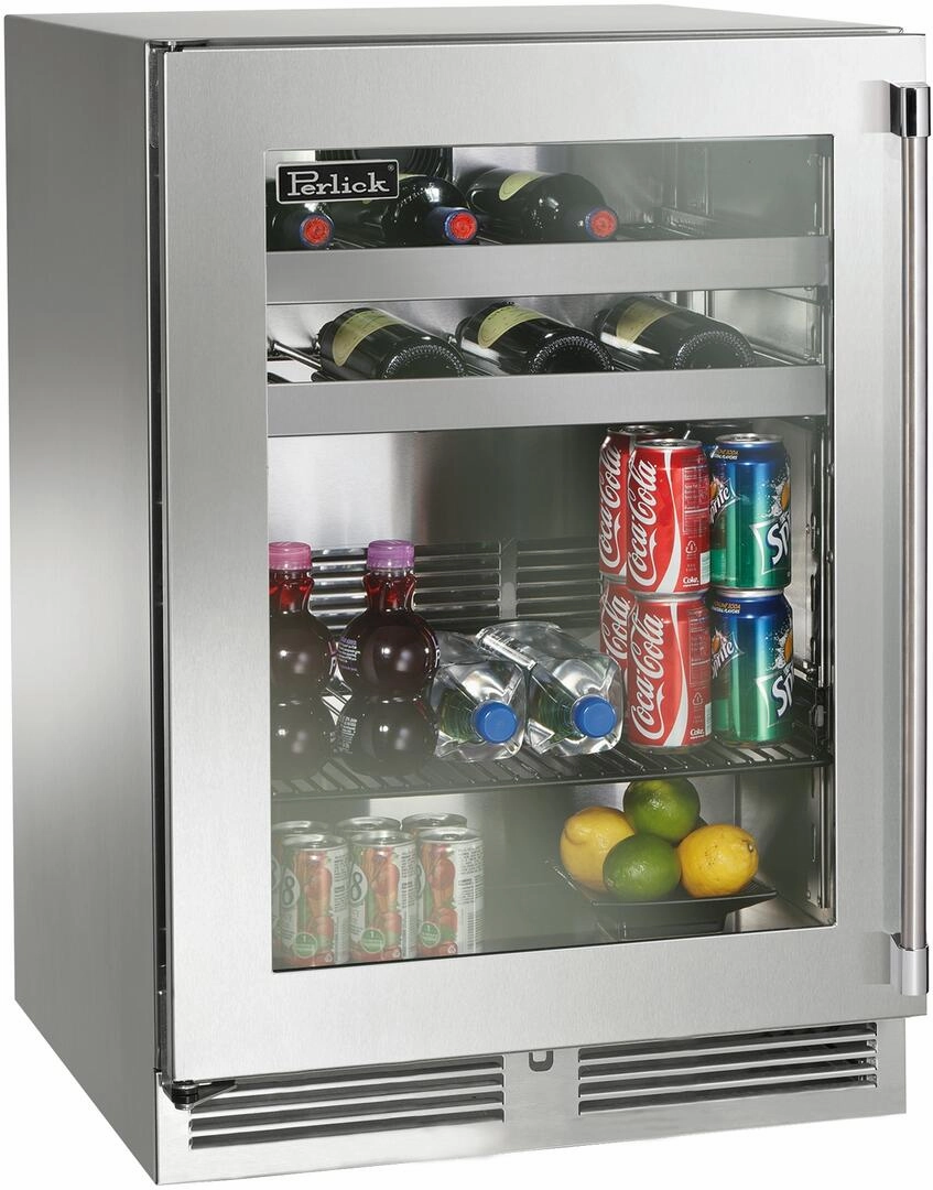 Perlick 24 inch Signature Series 5.2 cu ft  Beverage Center HP24BO-4-3 outdoor beverage cooler with wheels