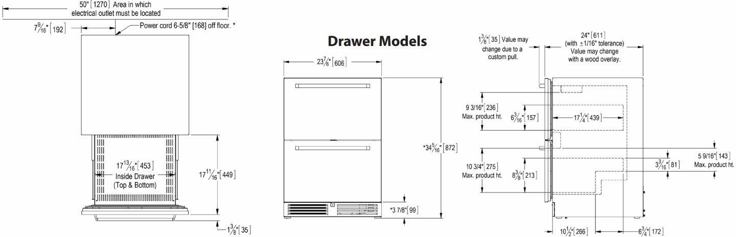 Perlick 24 inch Signature Series 5.2 cu ft Drawer Refrigerator HP24RO-4-6