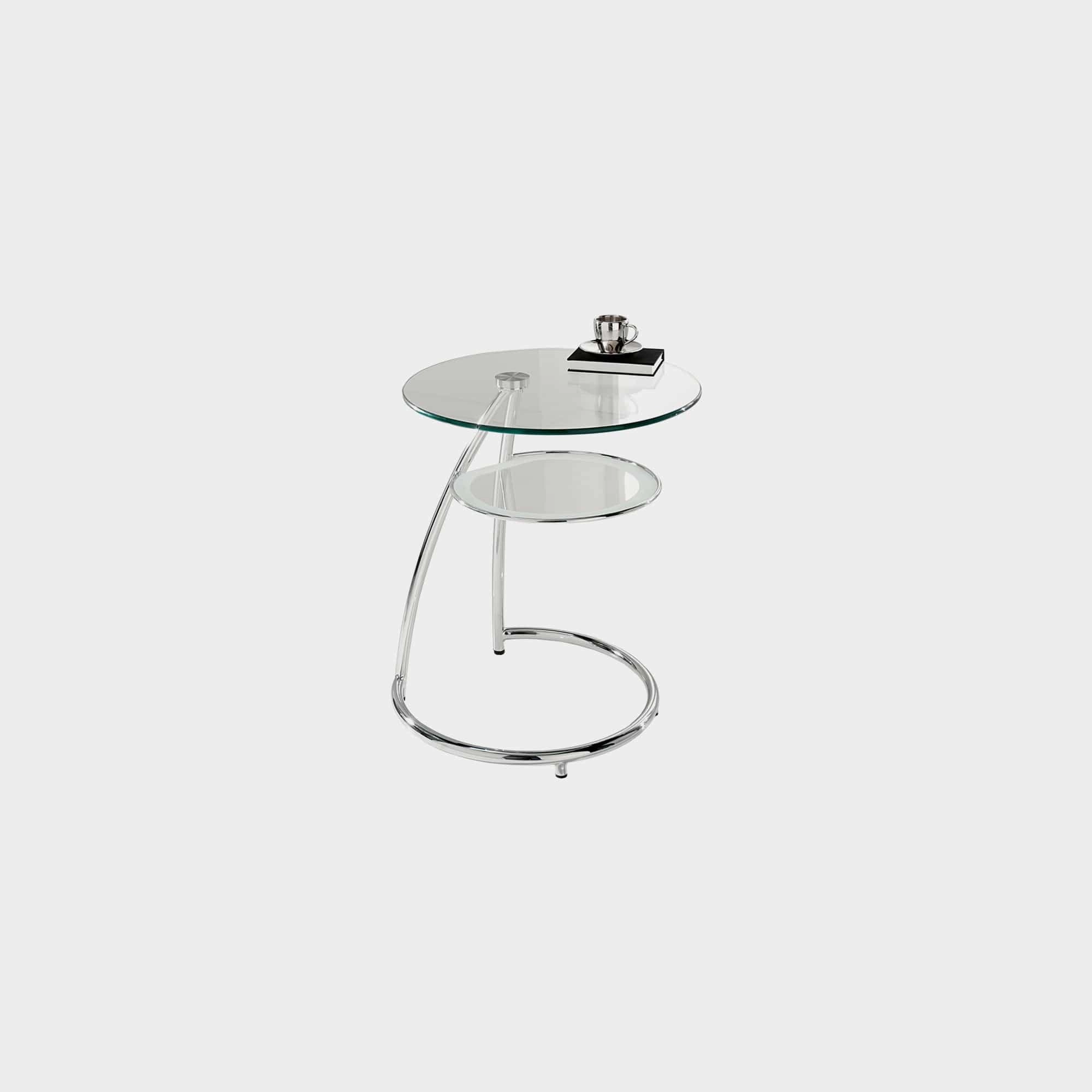 Petite - Round Side Table In Clear Glass & Chrome Frameoutdoor side table for patio furniture