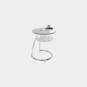 Petite - Round Side Table In Clear Glass & Chrome Frameoutdoor side table for patio furniture