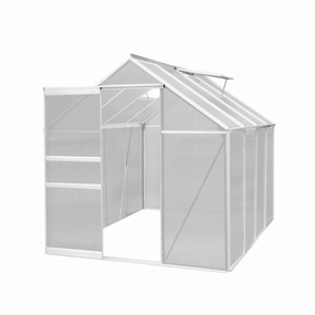 Polycarbonate Greenhouse 6ft x 8ft  Silver professional grade gardening tool kit