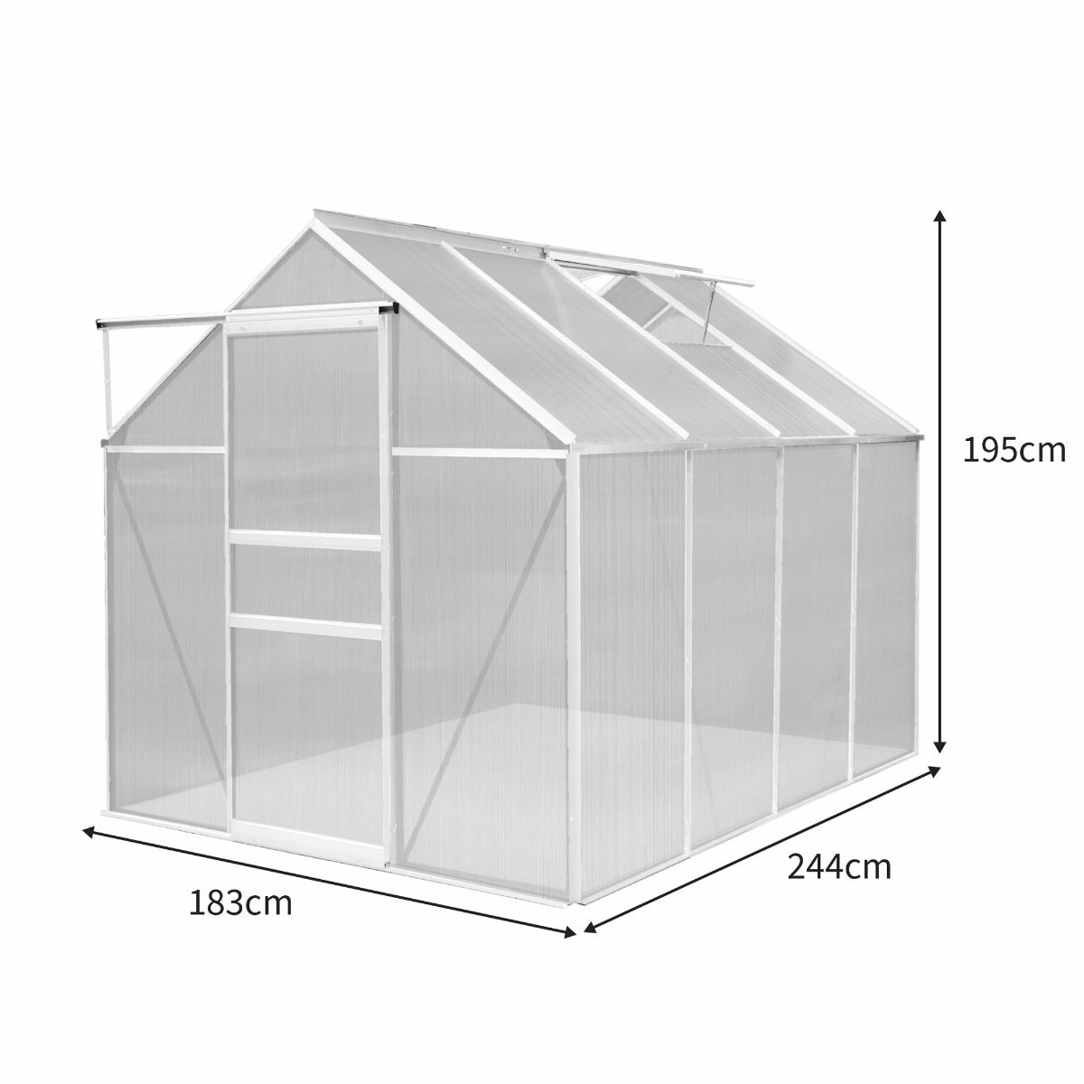 Polycarbonate Greenhouse 6ft x 8ft  Silver