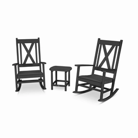 POLYWOOD Braxton 3-Piece Porch Rocking Chair SetAdirondack chair set with side table