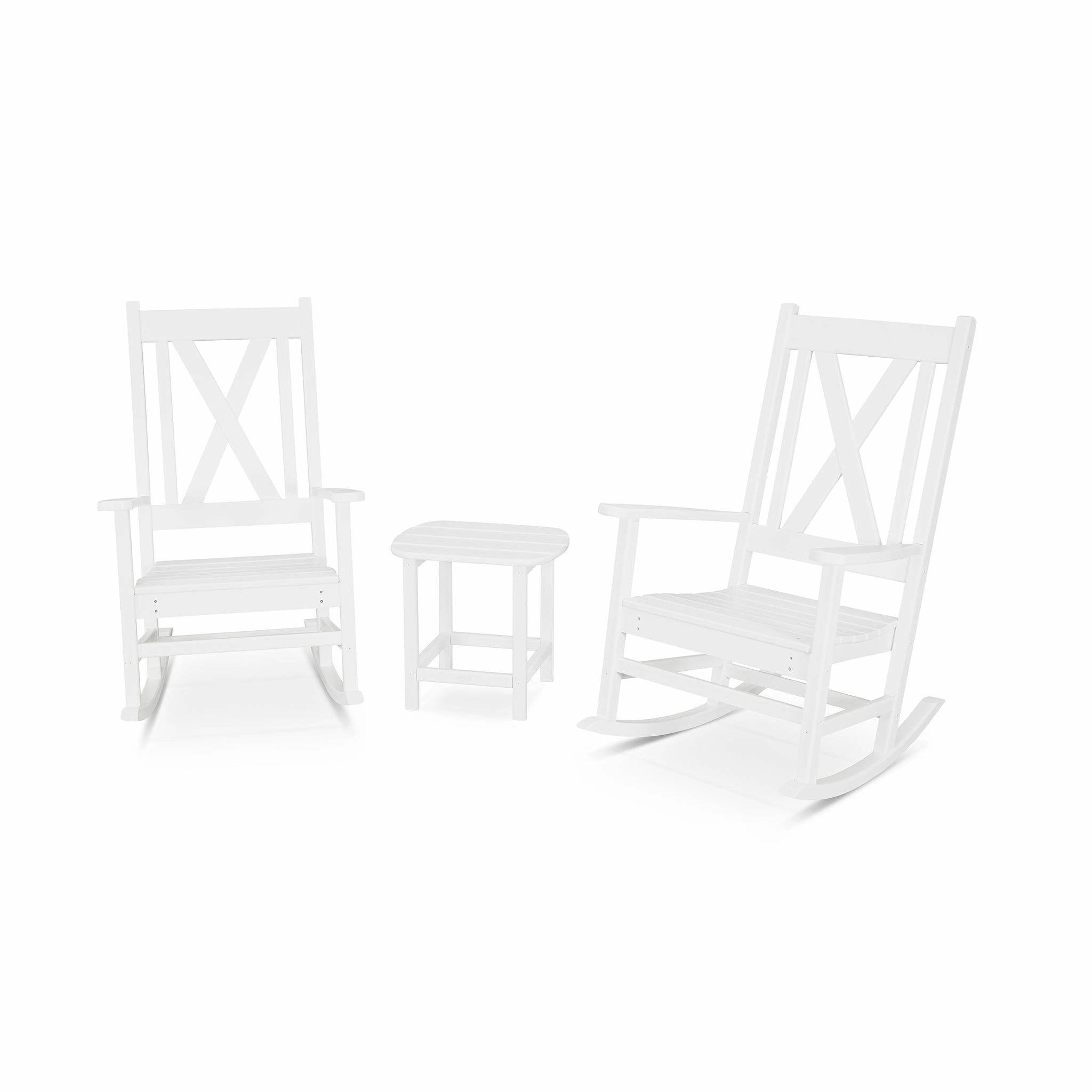 POLYWOOD Braxton 3-Piece Porch Rocking Chair Set