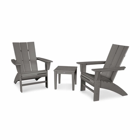 POLYWOOD Modern Curveback Adirondack 3-Piece Setclassic Adirondack outdoor chair