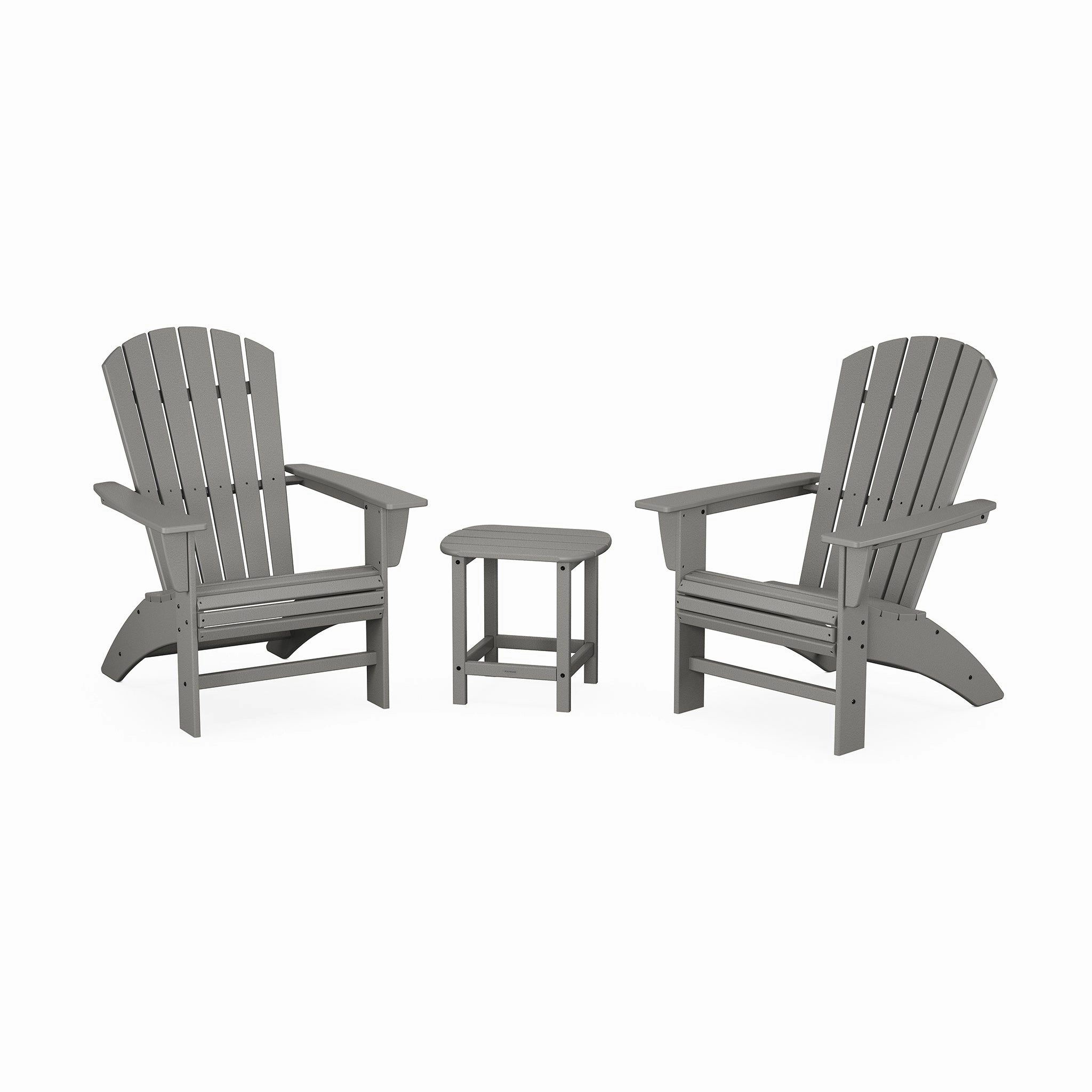 POLYWOOD Nautical 3-Piece Curveback Adirondack SetAdirondack chair set with side table