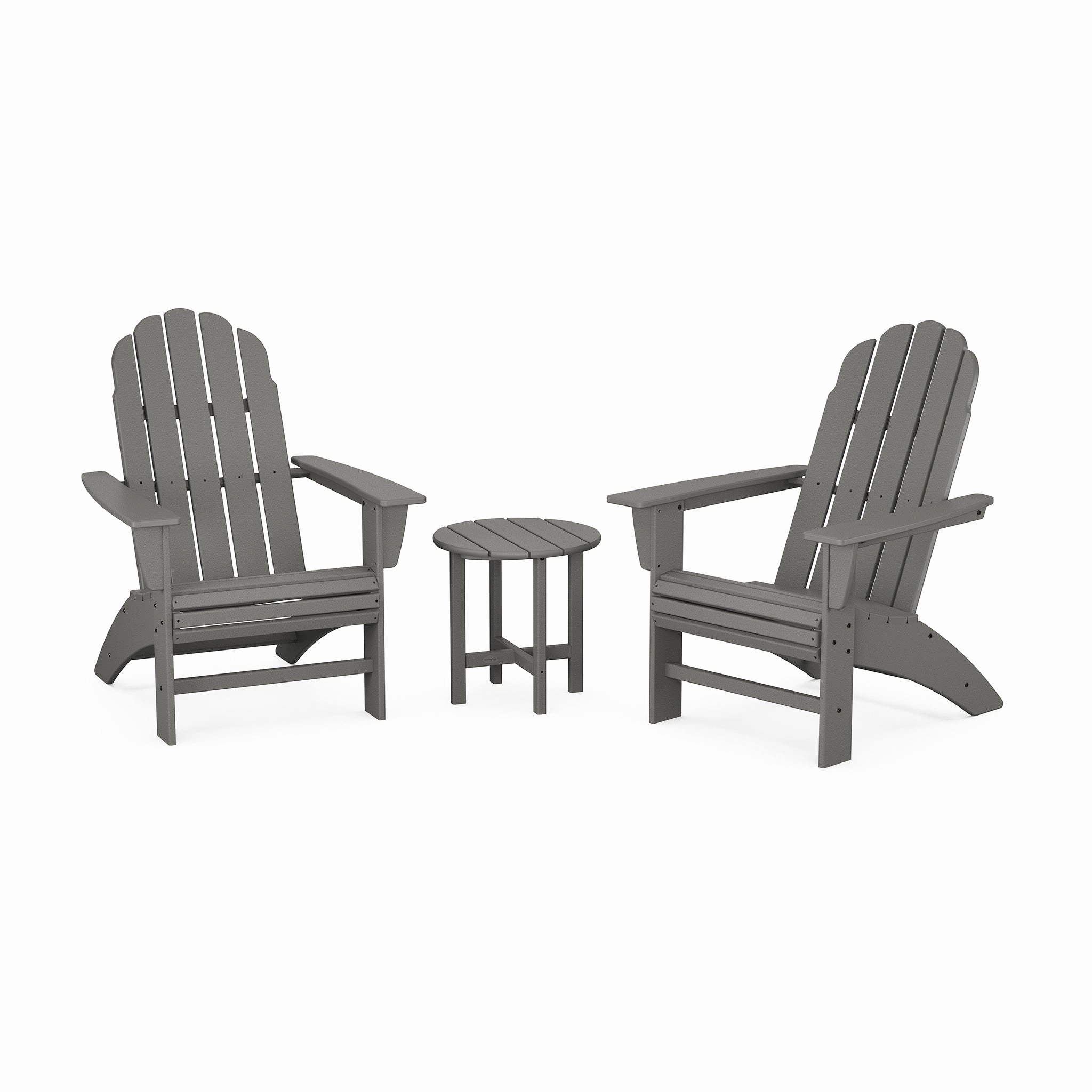 POLYWOOD Vineyard 3-Piece Curveback Adirondack SetAdirondack chair set with side table