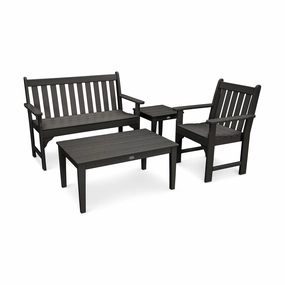 POLYWOOD Vineyard 4-Piece Bench Seating SetAdirondack chair set with side table