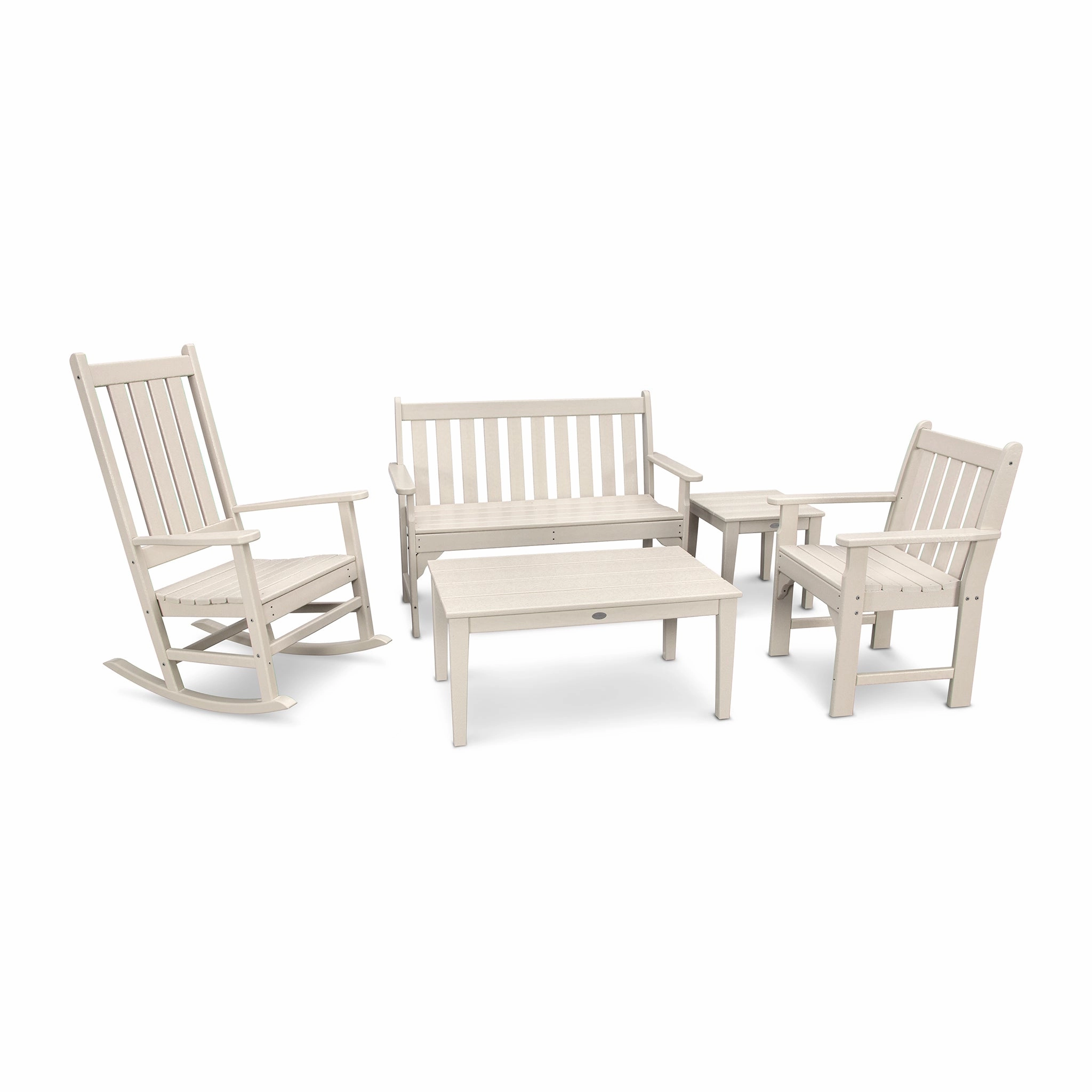 POLYWOOD Vineyard 5-Piece Bench & Rocking Chair Set