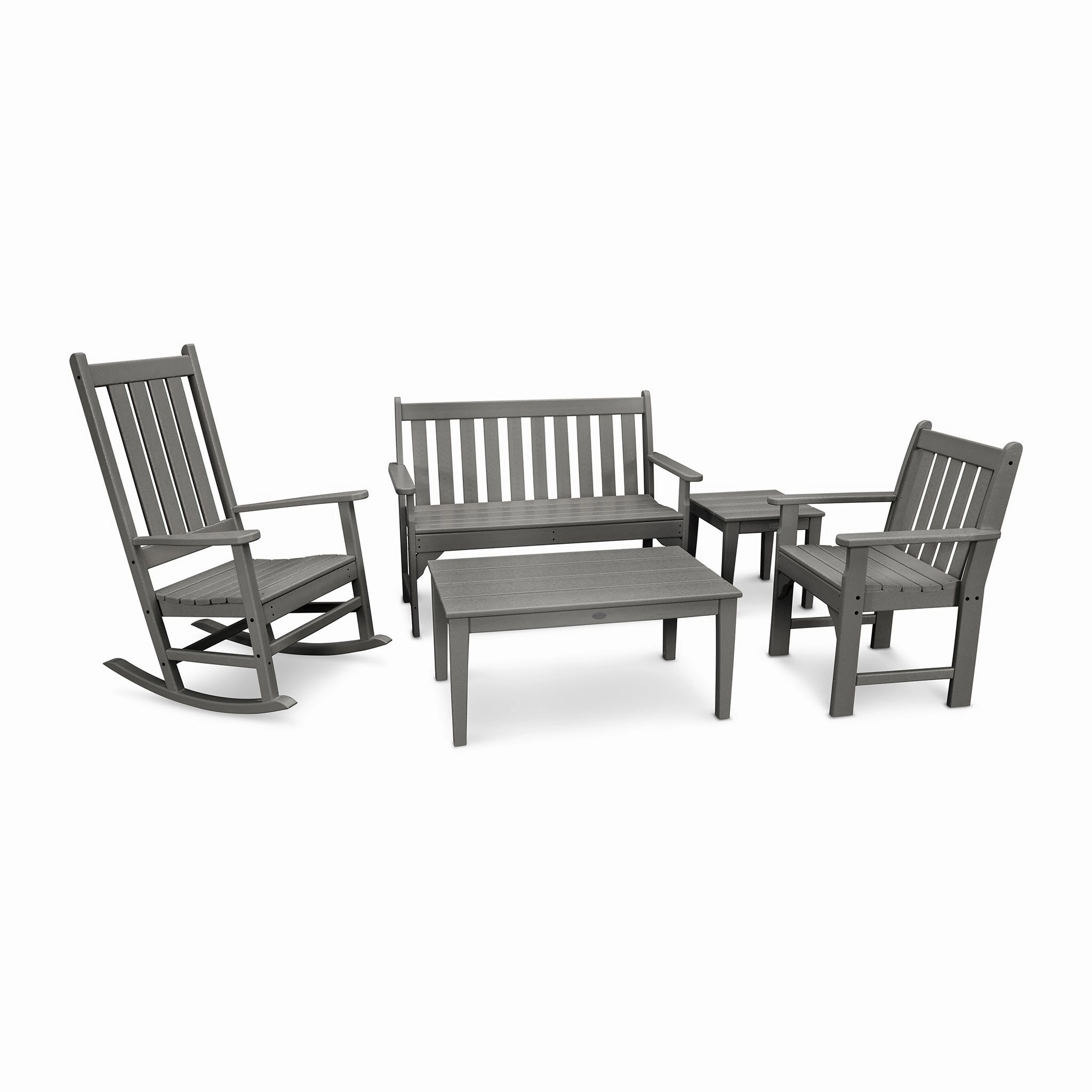 POLYWOOD Vineyard 5-Piece Bench & Rocking Chair Set