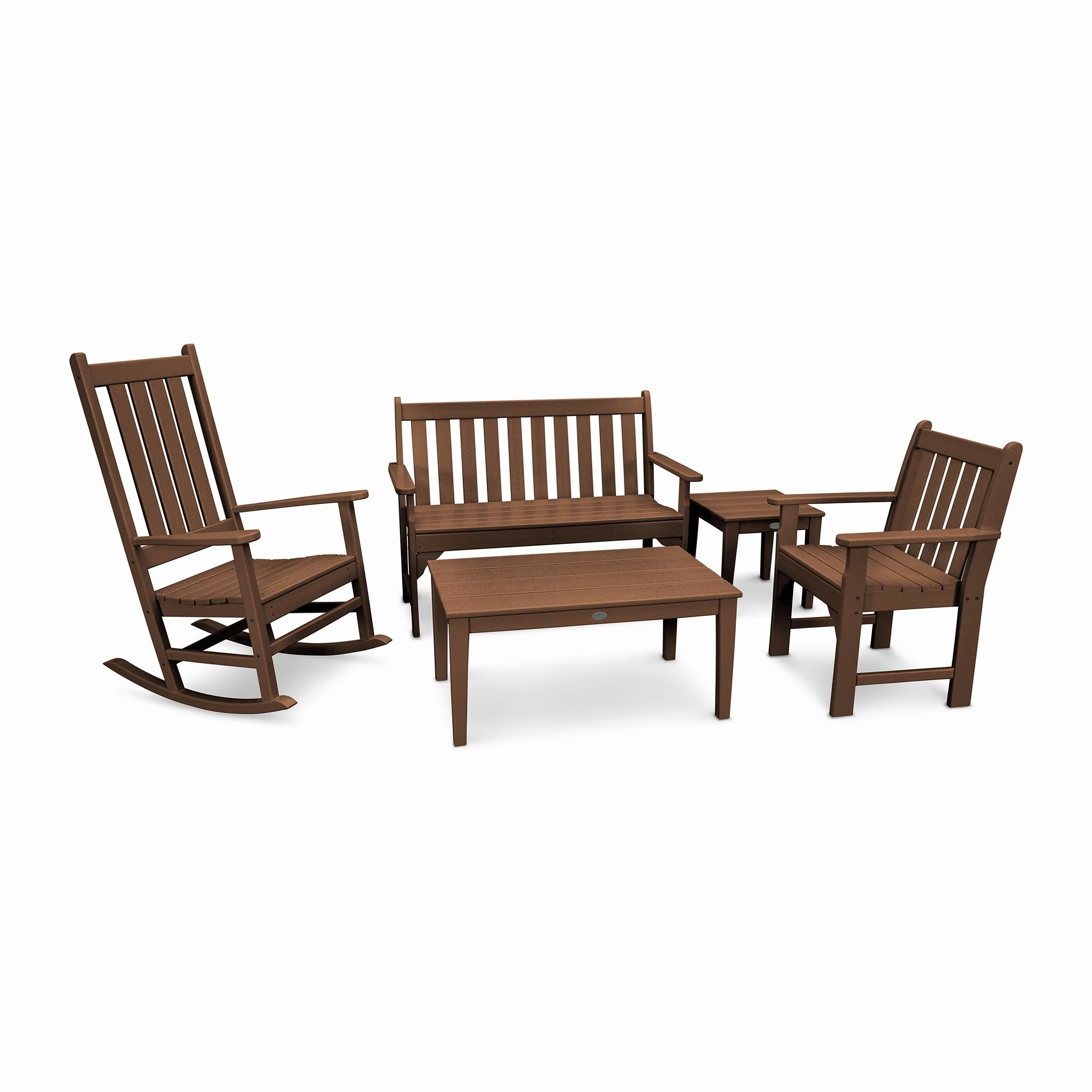 POLYWOOD Vineyard 5-Piece Bench & Rocking Chair Set