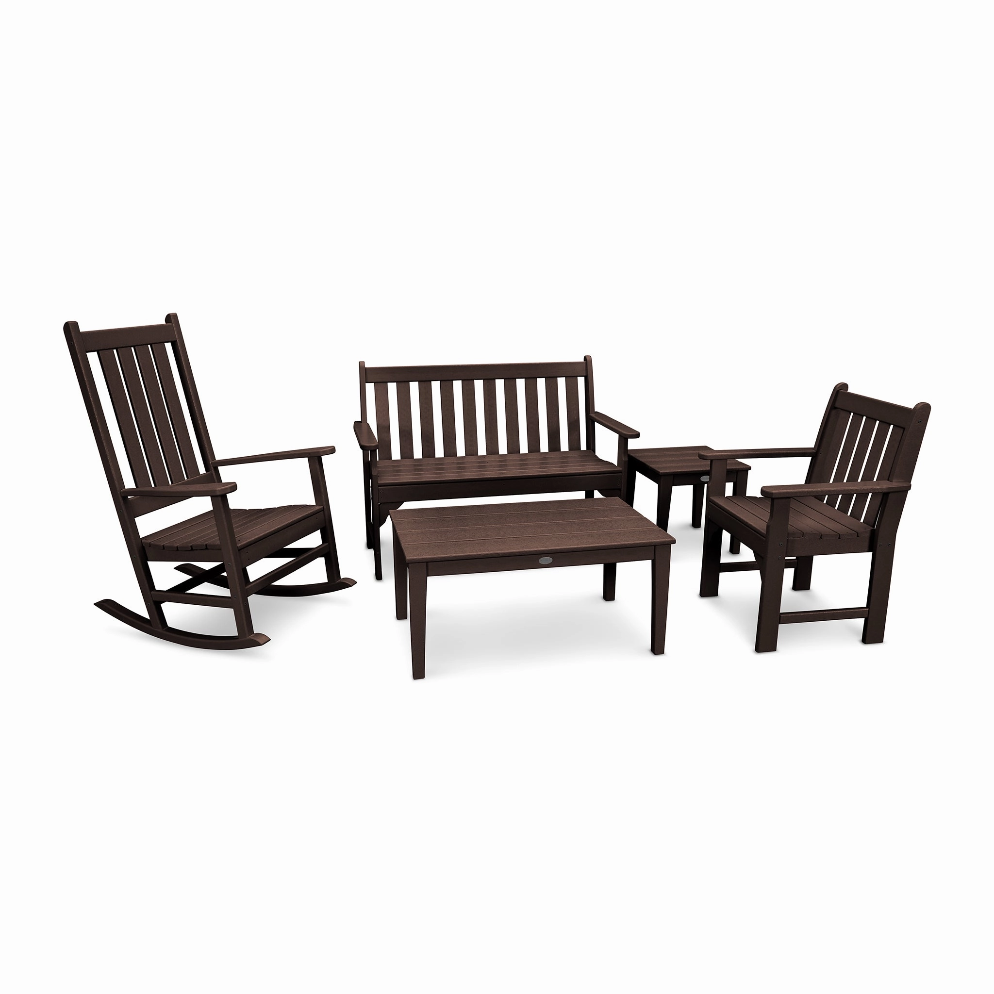 POLYWOOD Vineyard 5-Piece Bench & Rocking Chair Set
