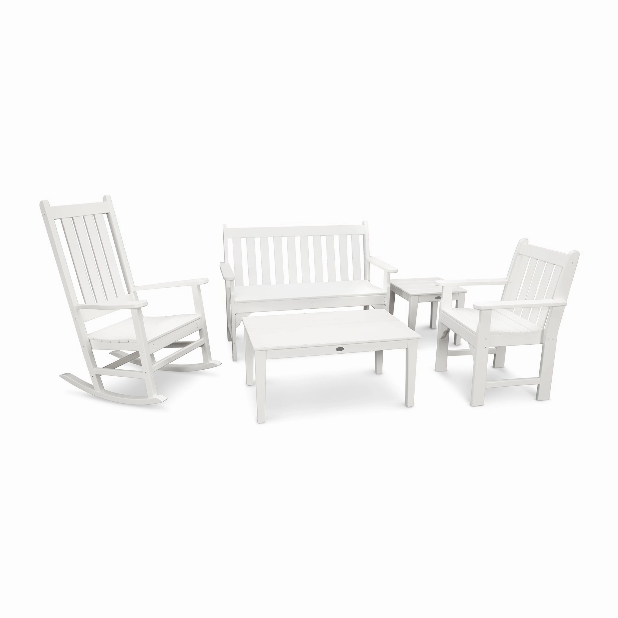 POLYWOOD Vineyard 5-Piece Bench & Rocking Chair Set