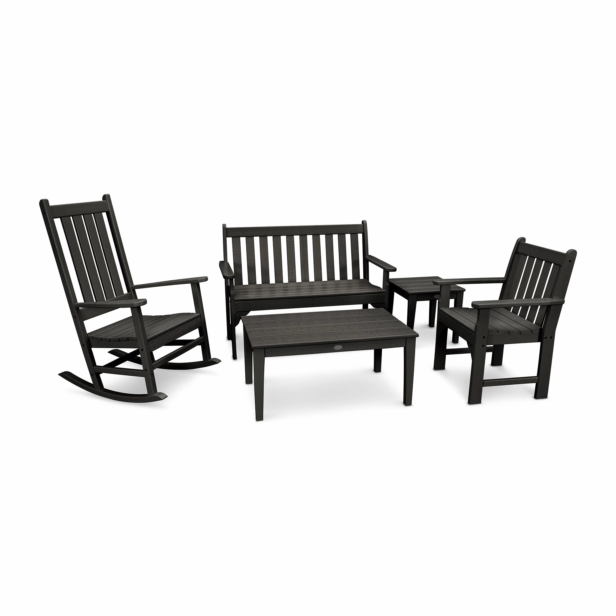 POLYWOOD Vineyard 5-Piece Bench & Rocking Chair Set