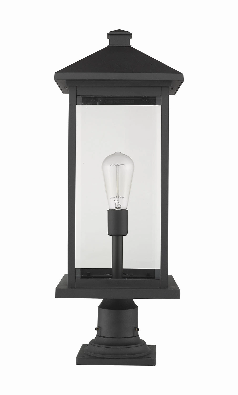 Portland One Light Outdoor Pier Mounted Fixture Black