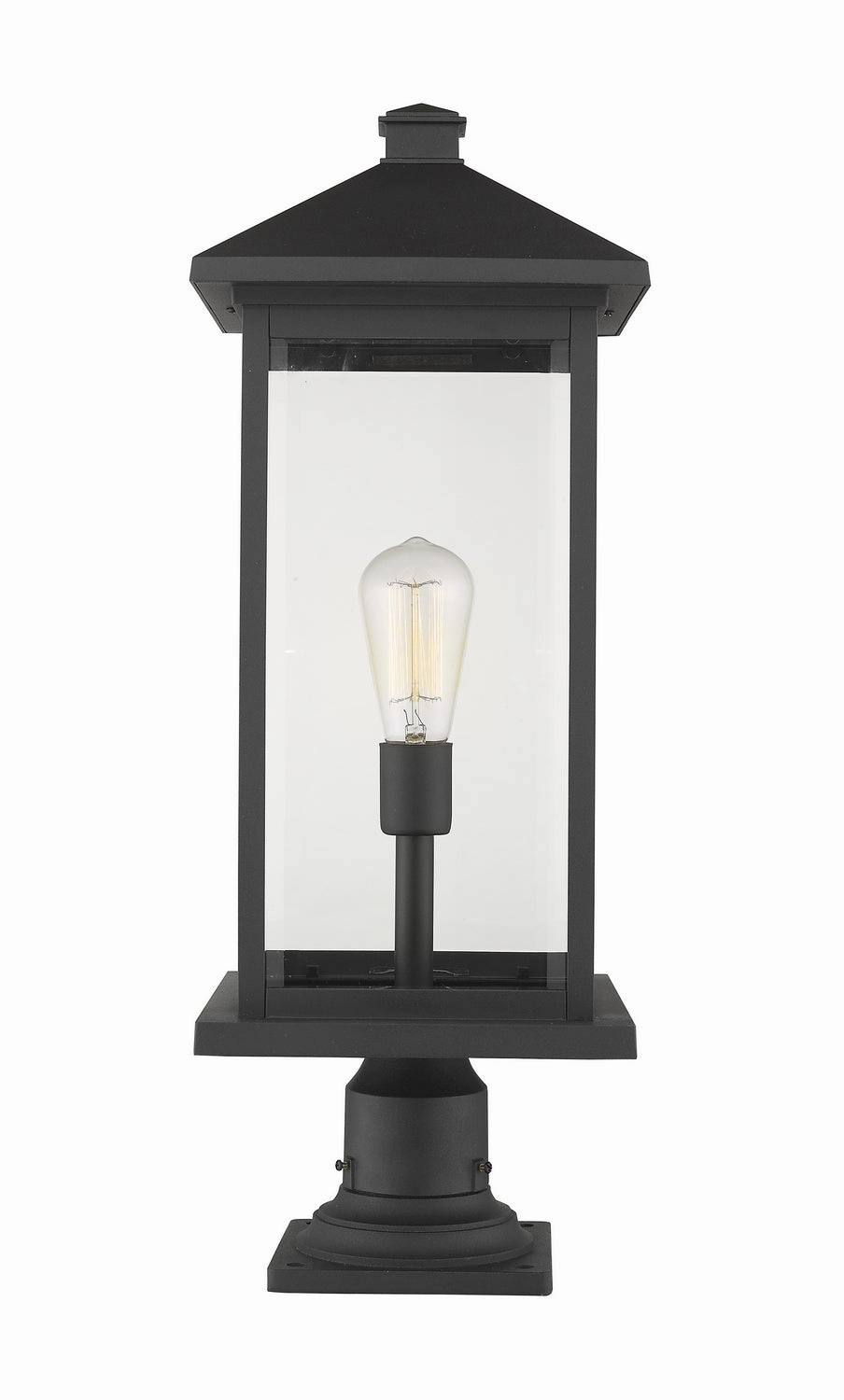 Portland One Light Outdoor Pier Mounted Fixture BlackOutdoor wall sconces with motion sensor