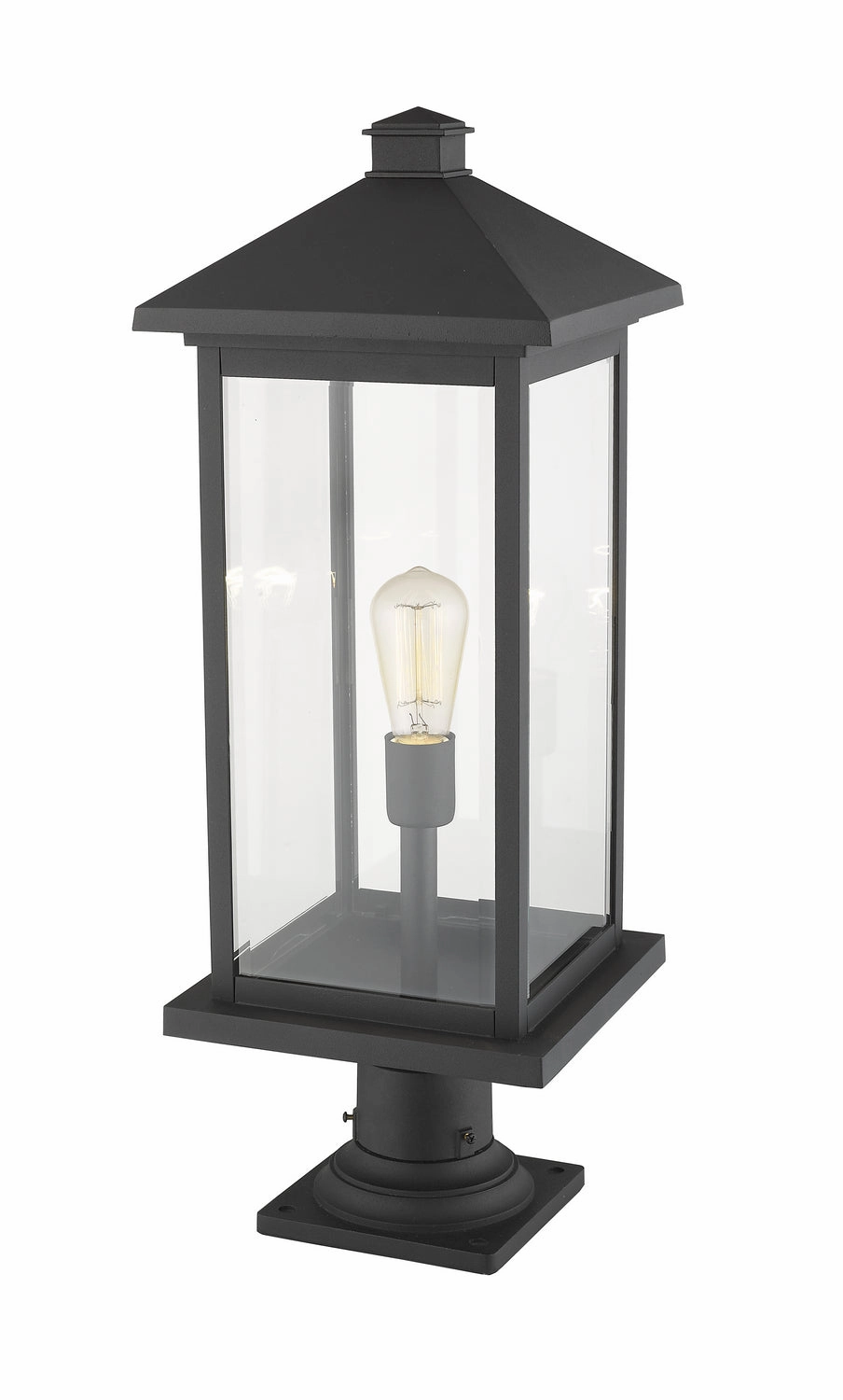 Portland One Light Outdoor Pier Mounted Fixture Black
