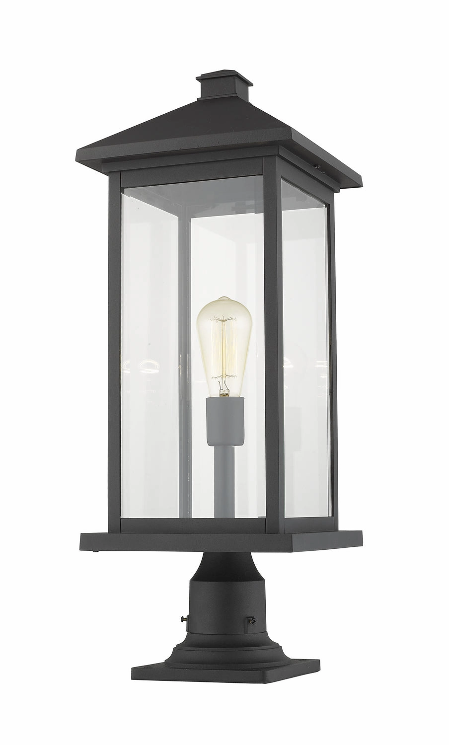 Portland One Light Outdoor Pier Mounted Fixture Black