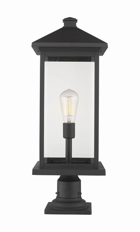 Portland One Light Outdoor Pier Mounted Fixture BlackOutdoor wall sconces with motion sensor