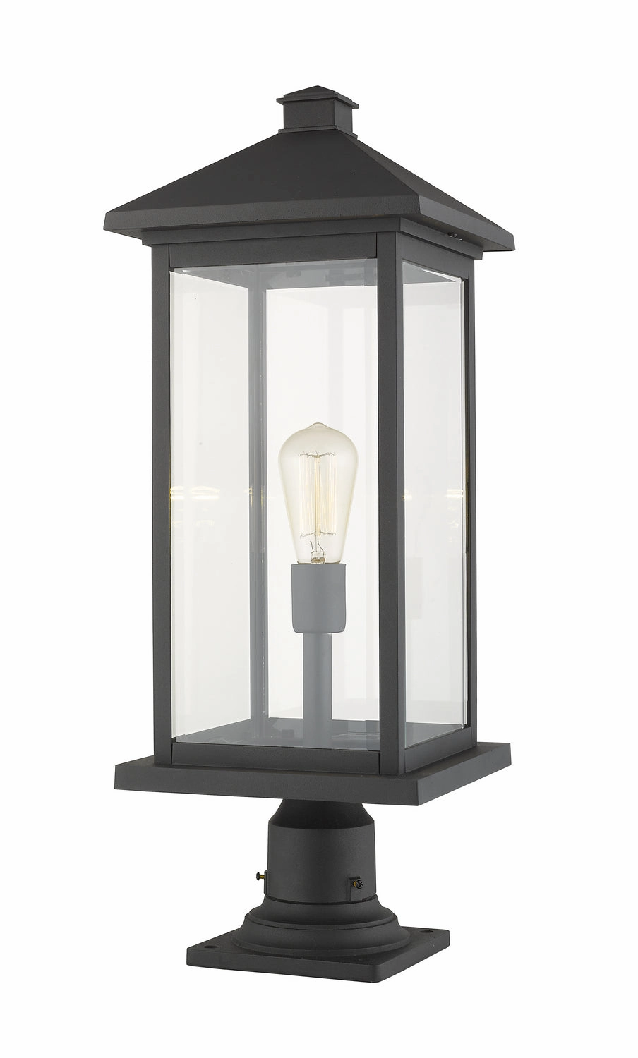Portland One Light Outdoor Pier Mounted Fixture Black