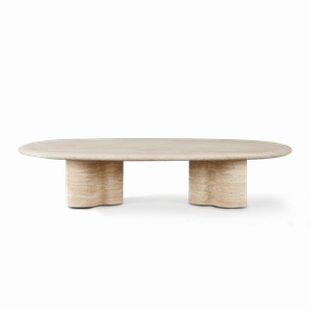 Porto Travertine Pill Coffee Tableoutdoor coffee table for patio or lounge
