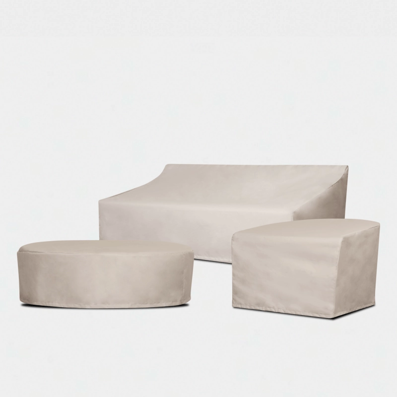 Porto Travertine Pill Dining Table 84" - Weather Cover
