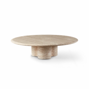 Porto Travertine Round Coffee Tableoutdoor coffee table for patio or lounge