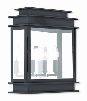 Princeton Three Light Outdoor Wall Lantern Bronze w/ Polished Chrome Stainless SteelOutdoor wall sconces with motion sensor