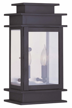 Princeton Two Light Outdoor Wall Lantern Bronze w/ Polished Chrome Stainless SteelOutdoor wall sconces with motion sensor