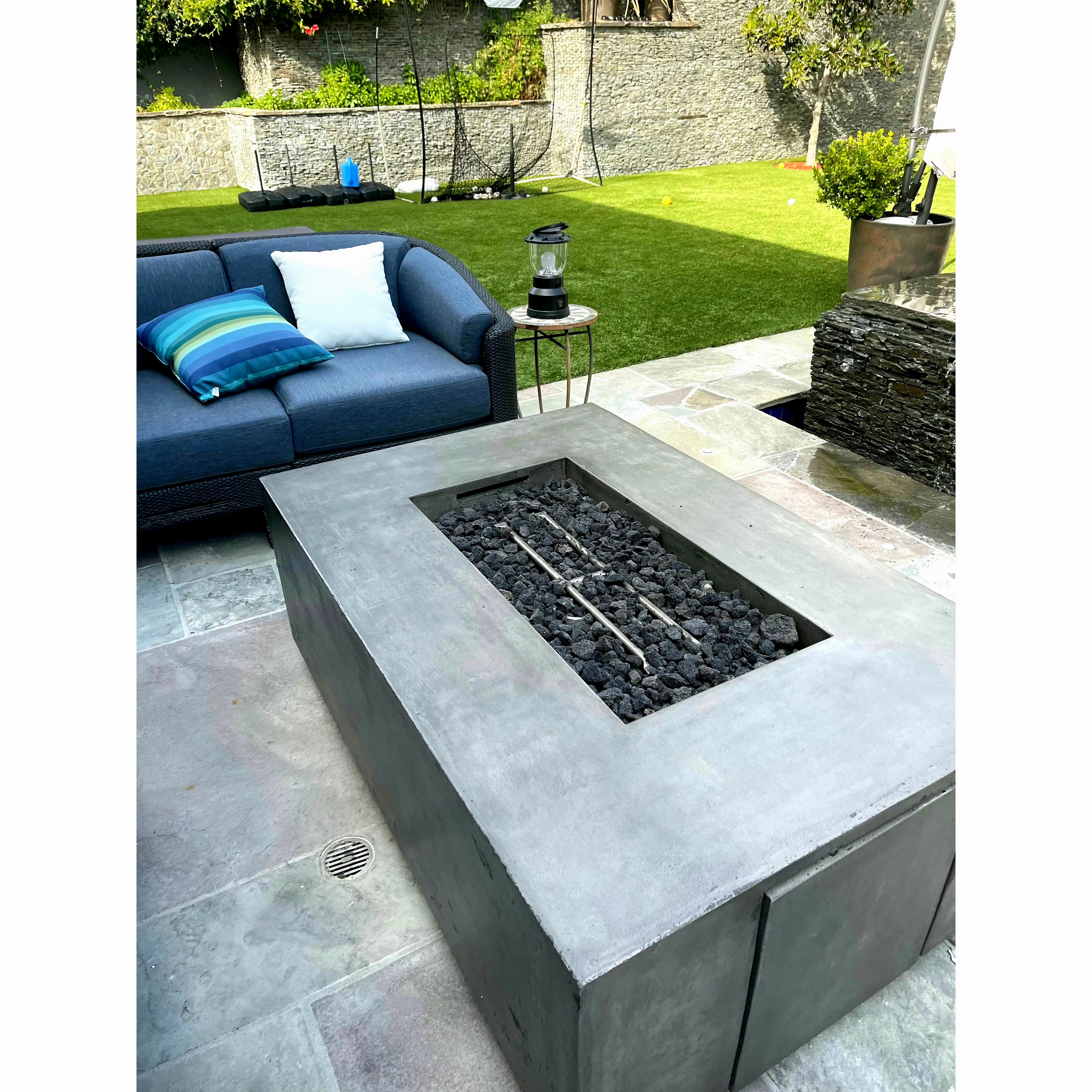 Prism Hardscapes - Porto Series 58 Rectangular Concrete Fire Table w/ Hidden Propane Storage