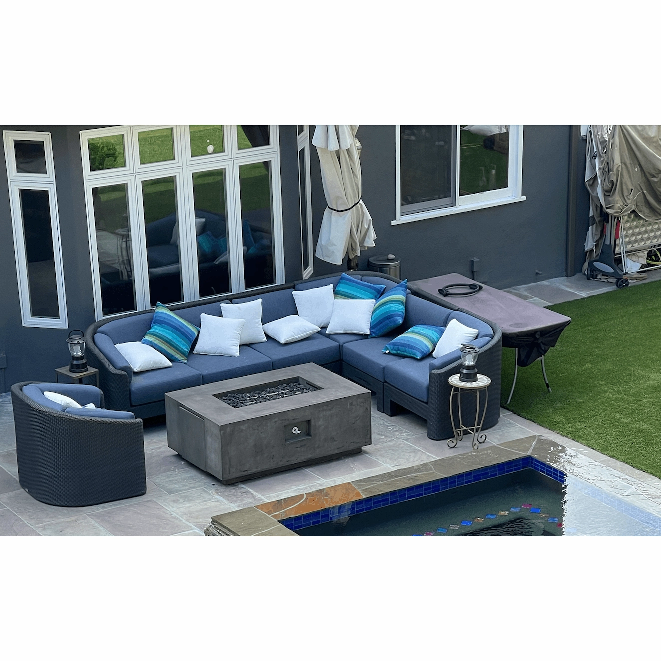 Prism Hardscapes - Porto Series 58 Rectangular Concrete Fire Table w/ Hidden Propane Storage